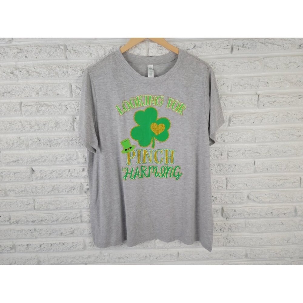 Celebrate Womens Plus 3XL Gray St Patricks Day T-Shirt Glitter Tee NOV146E